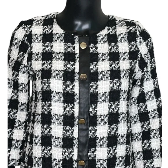 Zara TRF Black White Tweed Check Mini Dress NWT Size Small - Picture 4 of 9